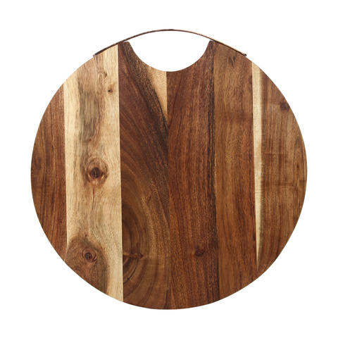 round wooden chopping board with handle