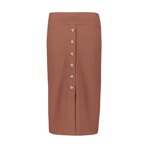 tan button skirt