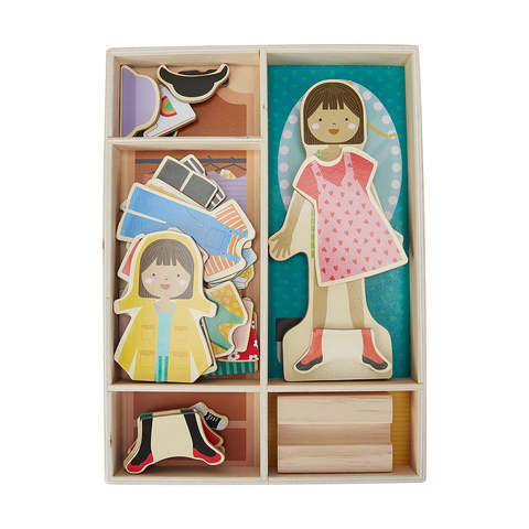 magnetic wooden dress up dolls