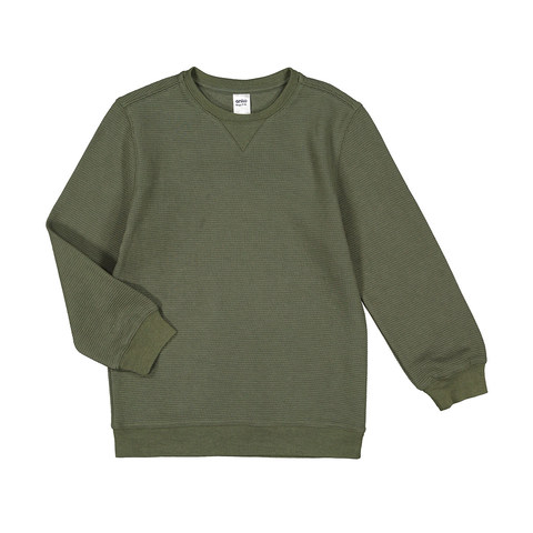 ribbed crew neck sweatshirt