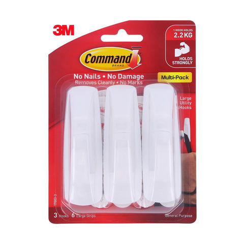 3M Command Large Utility Hooks - White, Set of 3 | Kmart