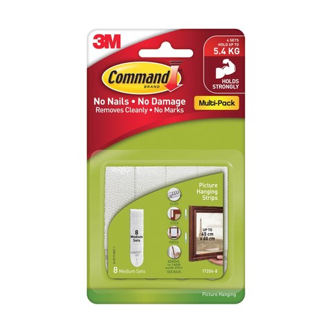 3M Command Picture Hanging Strips - Medium, Pack of 8 | Kmart