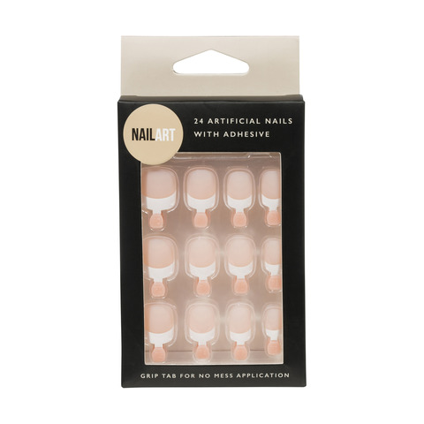 24 Pack Pink Artificial Nails with Adhesive | Kmart