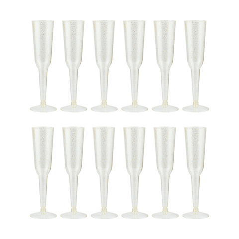 12 Piece Glitter Champagne Glasses | Kmart