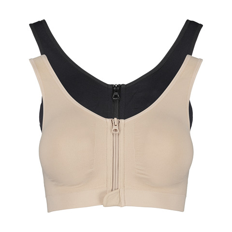 zip front fastening comfort bra