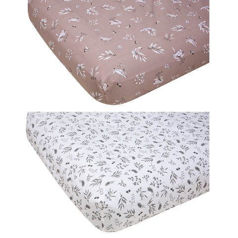 2 Pack Organic Cotton Fitted Cot Sheets - Cockatoo | Kmart