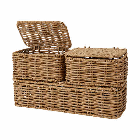 Set of 3 Rattan Look Storage Boxes - Kmart