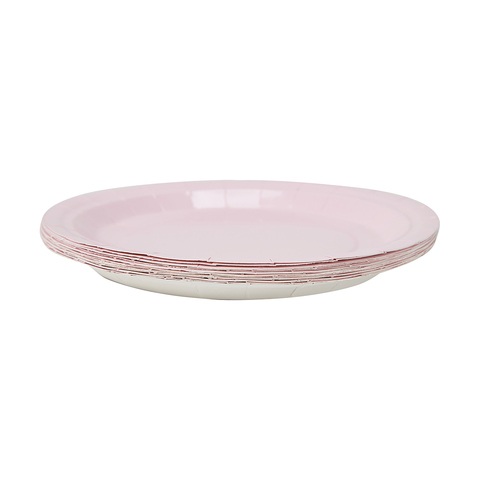 pink and grey paper plates