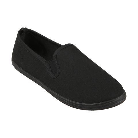 black slip on canvas shoes