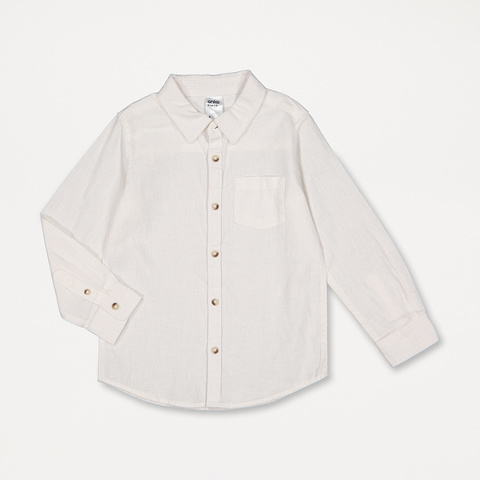 Long Sleeve Plain Linen Shirt | Kmart