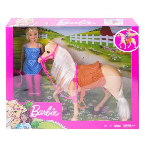 barbie camping fun horse