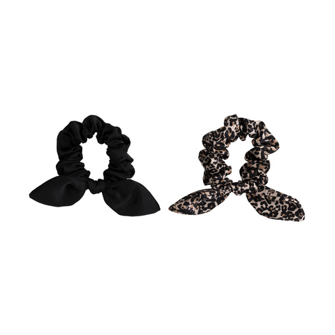 2 Pack Bunny Ear Scrunchies Animal Print Kmart - bunny scrunchie headband roblox