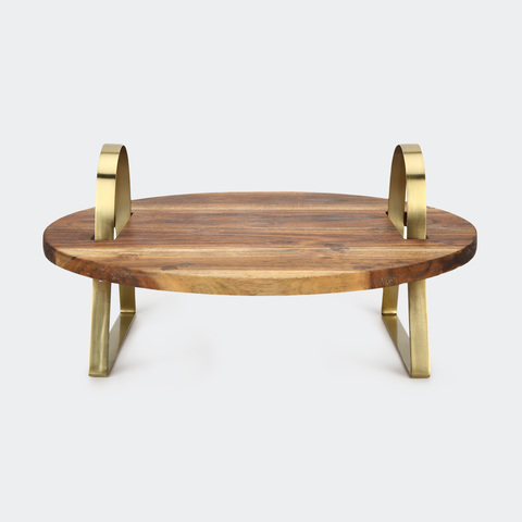 Round Serving Stand With Gold Look Handles Kmart