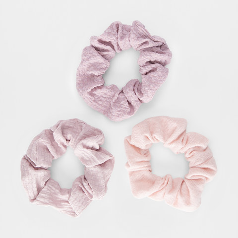 3 Pack Textured Scrunchies | Kmart