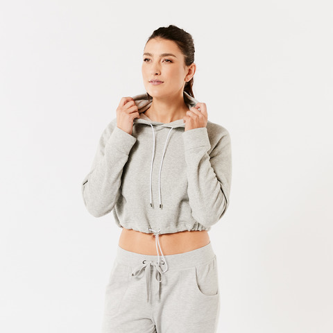 above the breast cropped hoodie