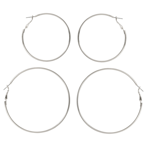 2 Pack Hoop Earrings - Silver Look | Kmart