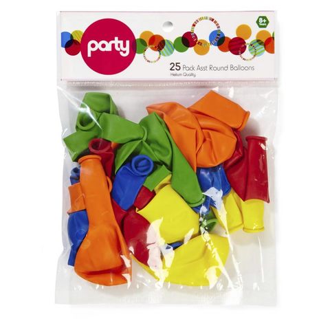 25 Pack Assorted Round Balloons | Kmart