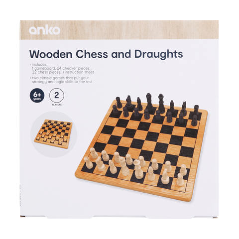 Wooden Chess And Draughts Game Kmart - chess game roblox