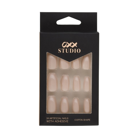 OXX Studio 24 Pack Artificial Nails with Adhesive - Nude Shiny | Kmart