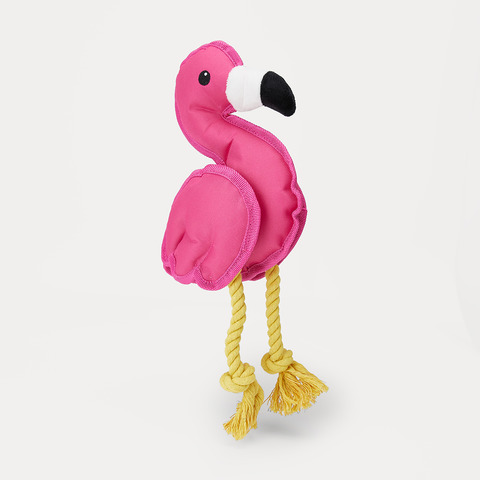 flamingo dog toy with rope legs