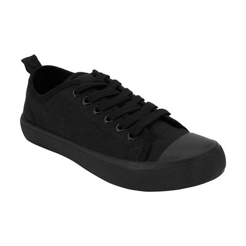 all black canvas sneakers