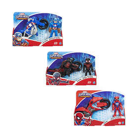 marvel super hero adventures 5 inch figure and motorbike 3 pack