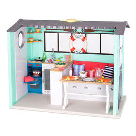dollhouse with dolls and furniture
